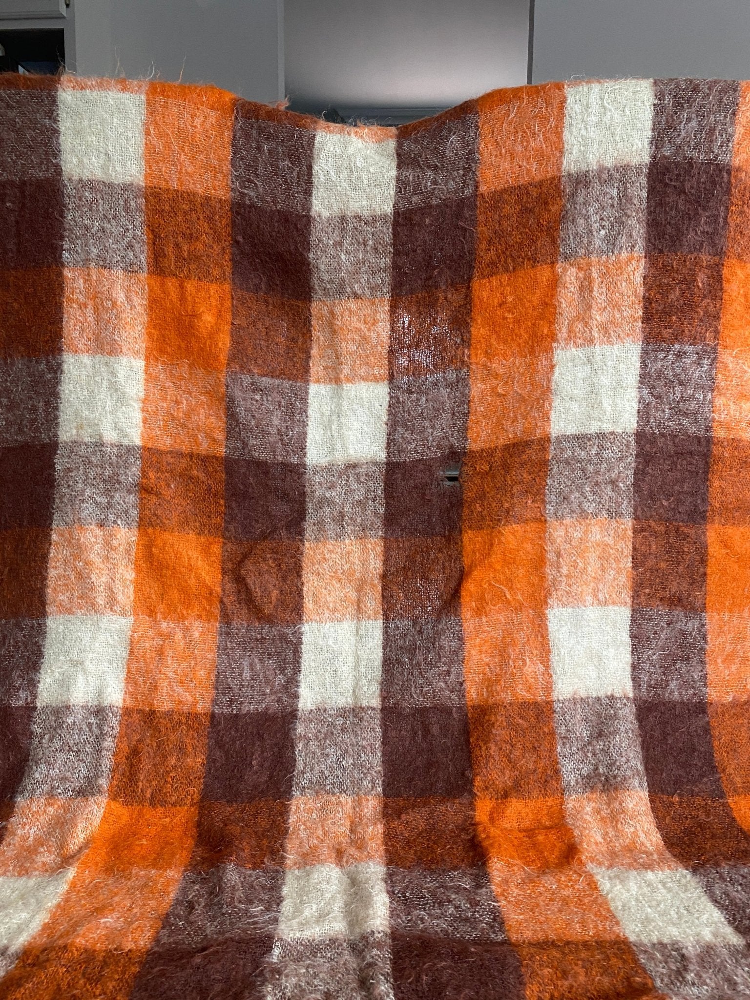 Vintage Hudson Bay Company Blanket - Made in Scotland - Mohair blanket throw couch plaid blanket mcm - Perth Market