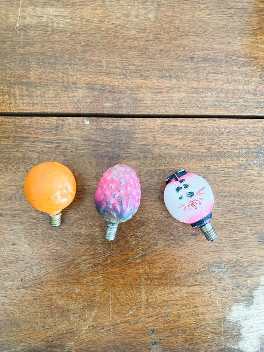 Vintage Milk Glass Handpainted Christmas Bulbs - Pinecone, Orange, Chinese Lantern - Perth Market