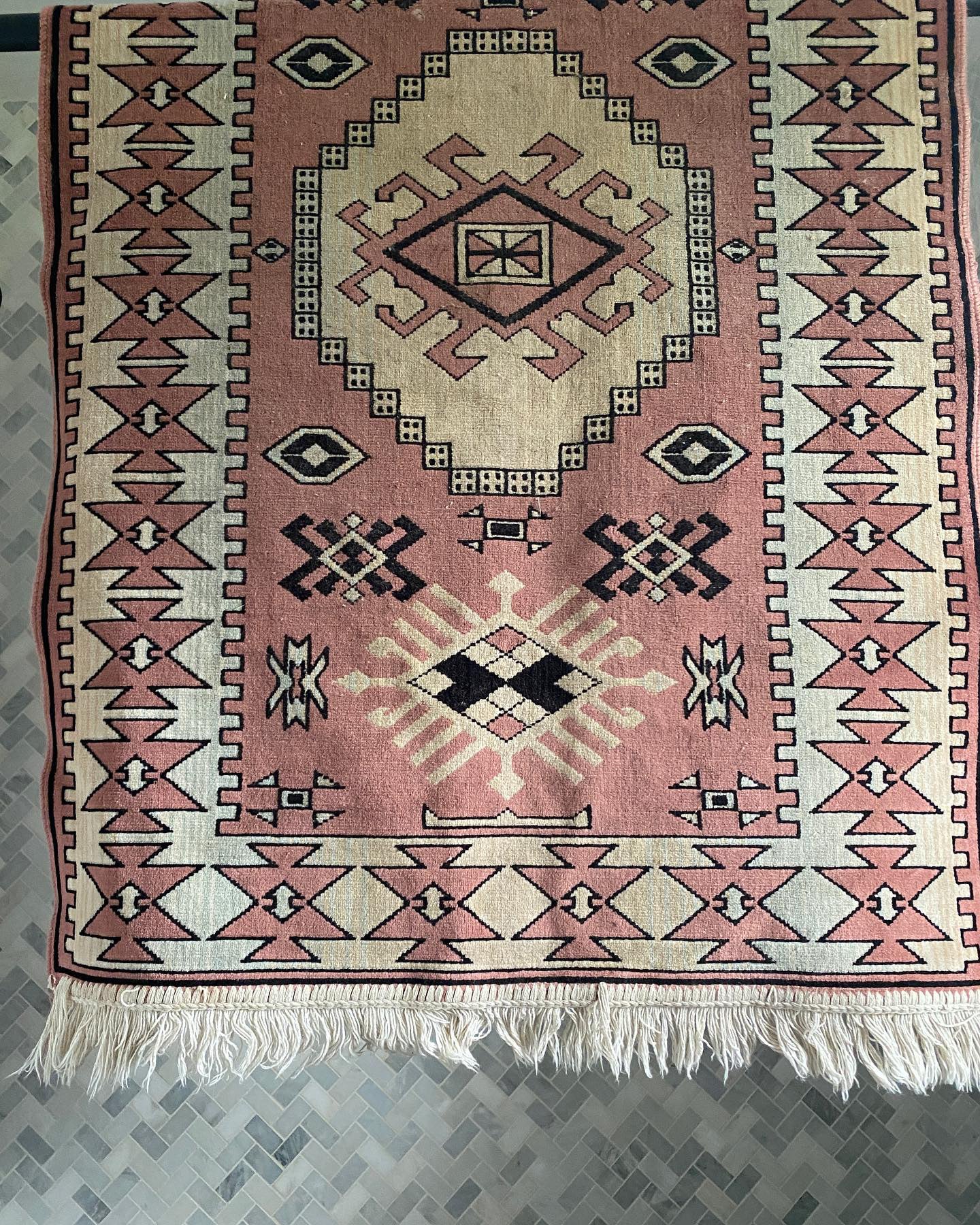 Vintage Pink Oushka Turkish Rug 27" x 46" - Perth Market