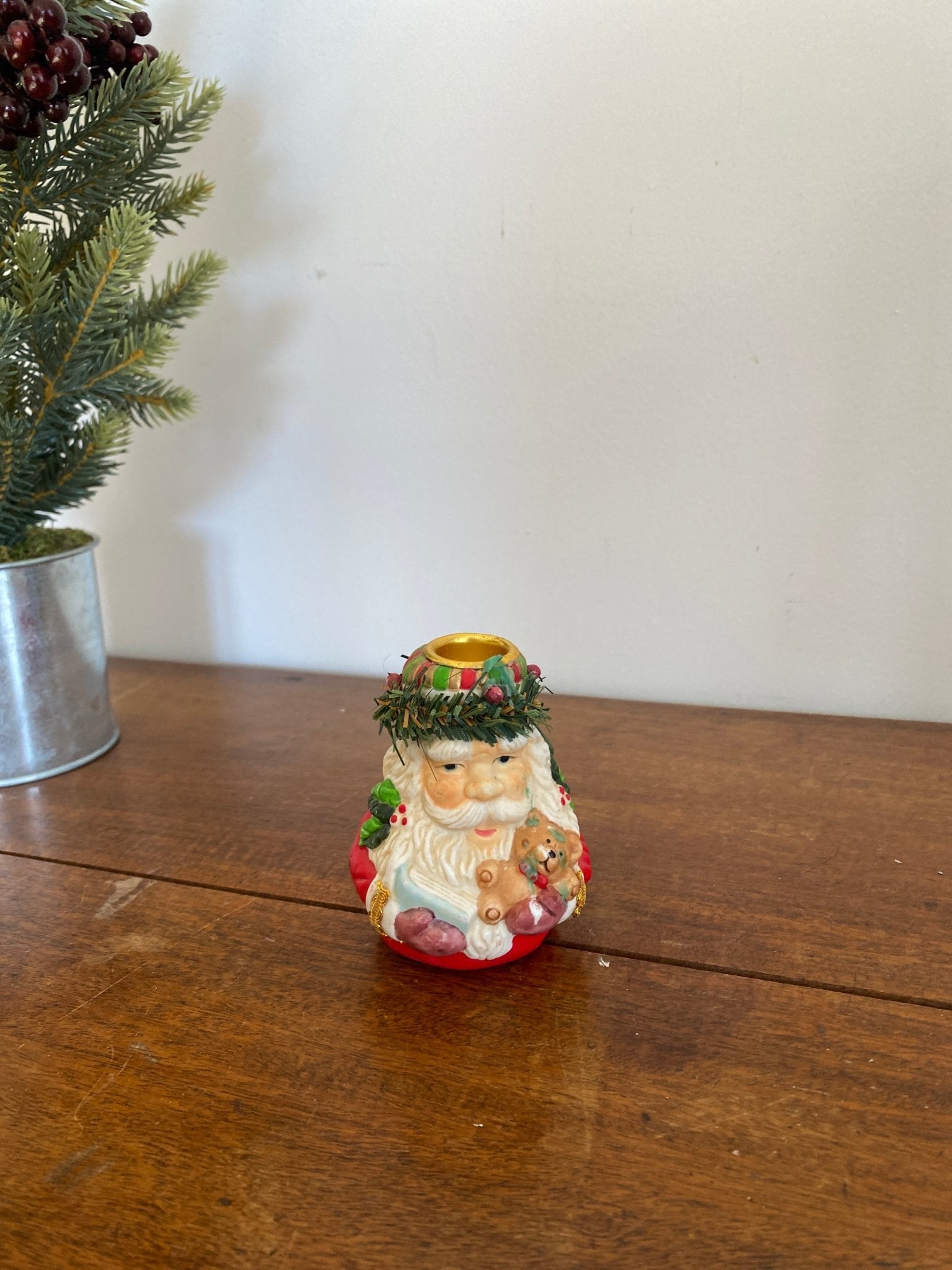 Vintage Short Old World Santa Candle Holder - Perth Market