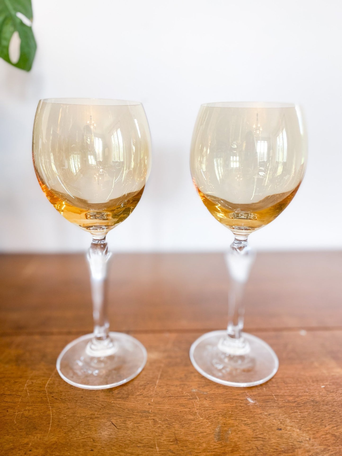 Vintage Yellow Gold Lustre Wine Glasses (Set of 2) - Perth Market