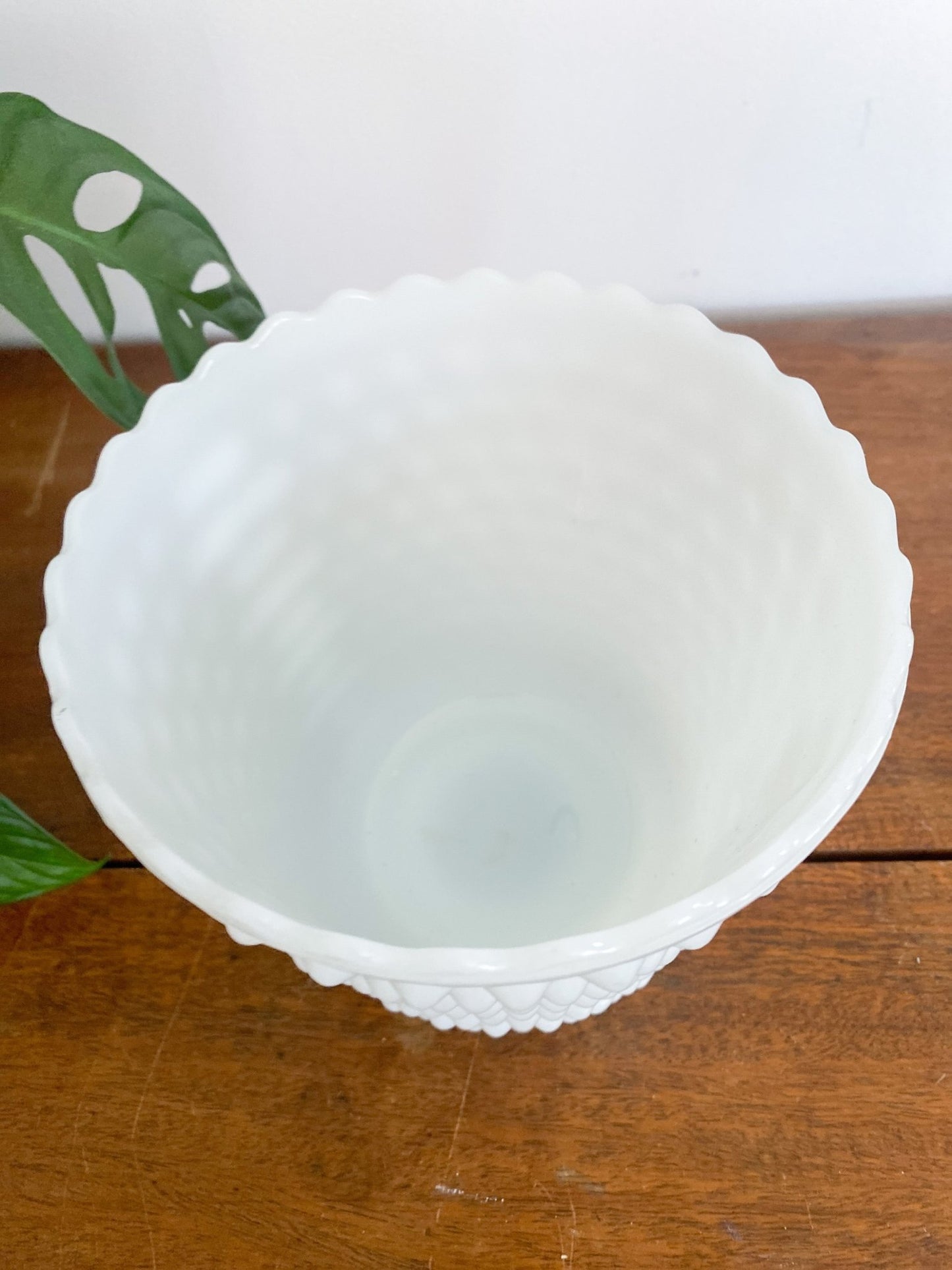 White Milk Glass Vintage Hobnail Planter - Perth Market