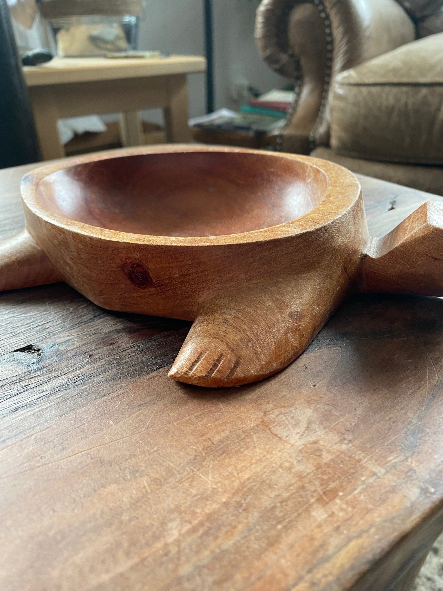 Wooden Carved Turtle Candy Nut Catch-All Dish trinket treasure tropical - Perth Market