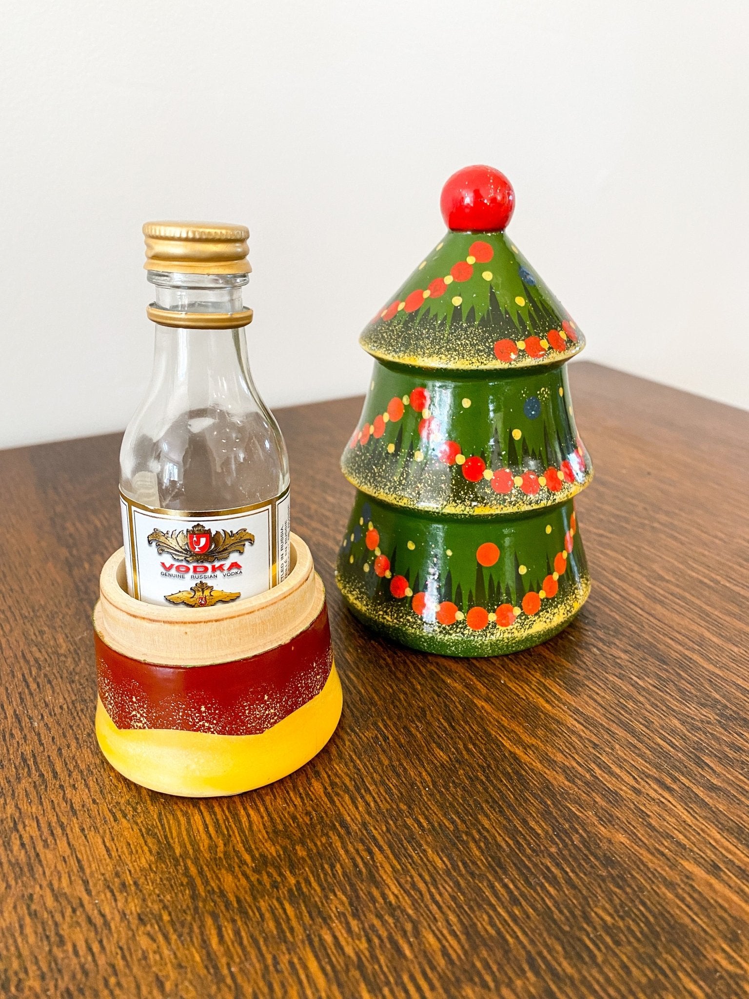 Wooden Christmas Tree | Mini Bottle Gift | Russian Christmas Tree Gift - Perth Market